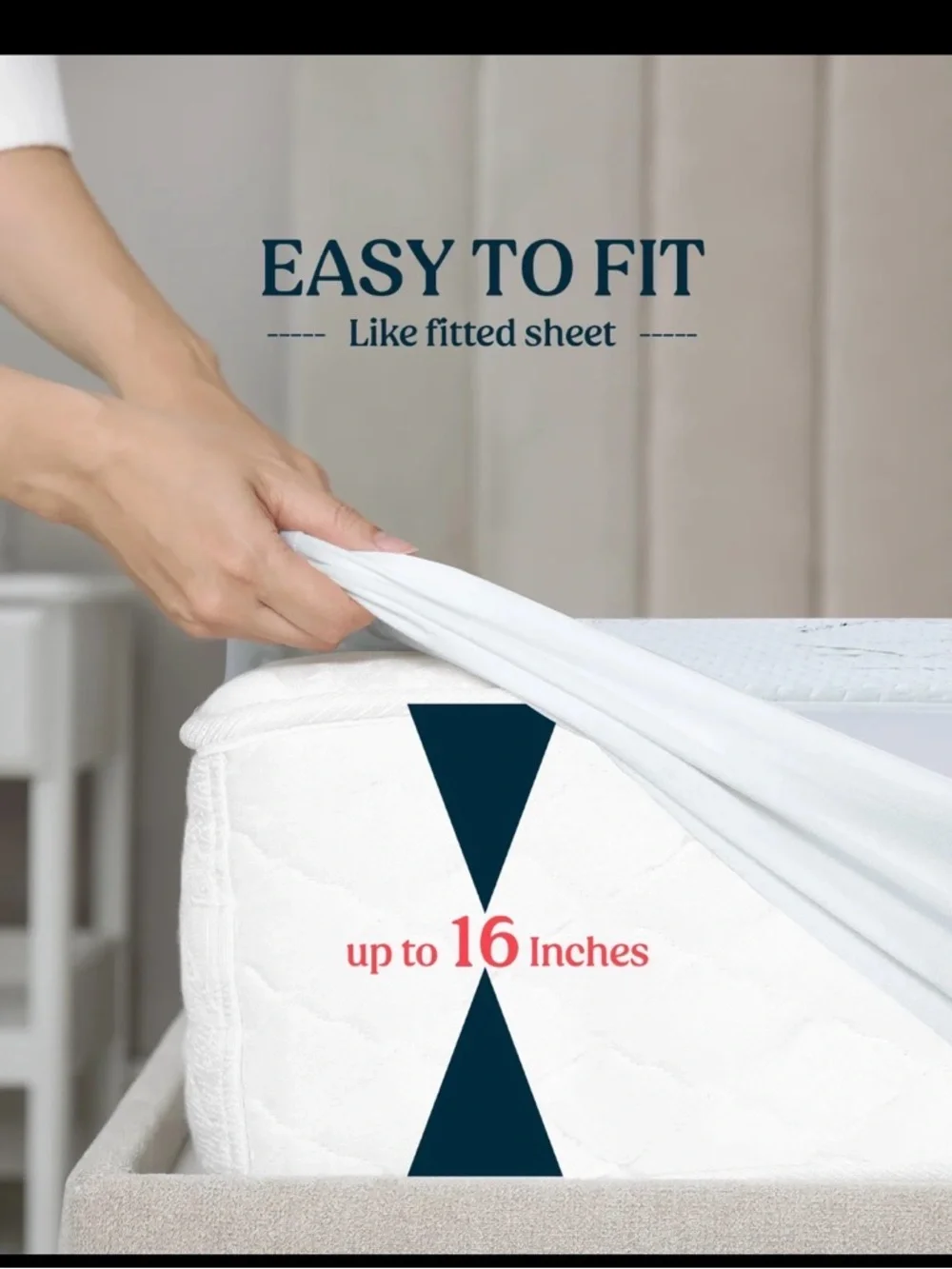 Twin XL size Bamboo Waterproof Mattress Protector with 16